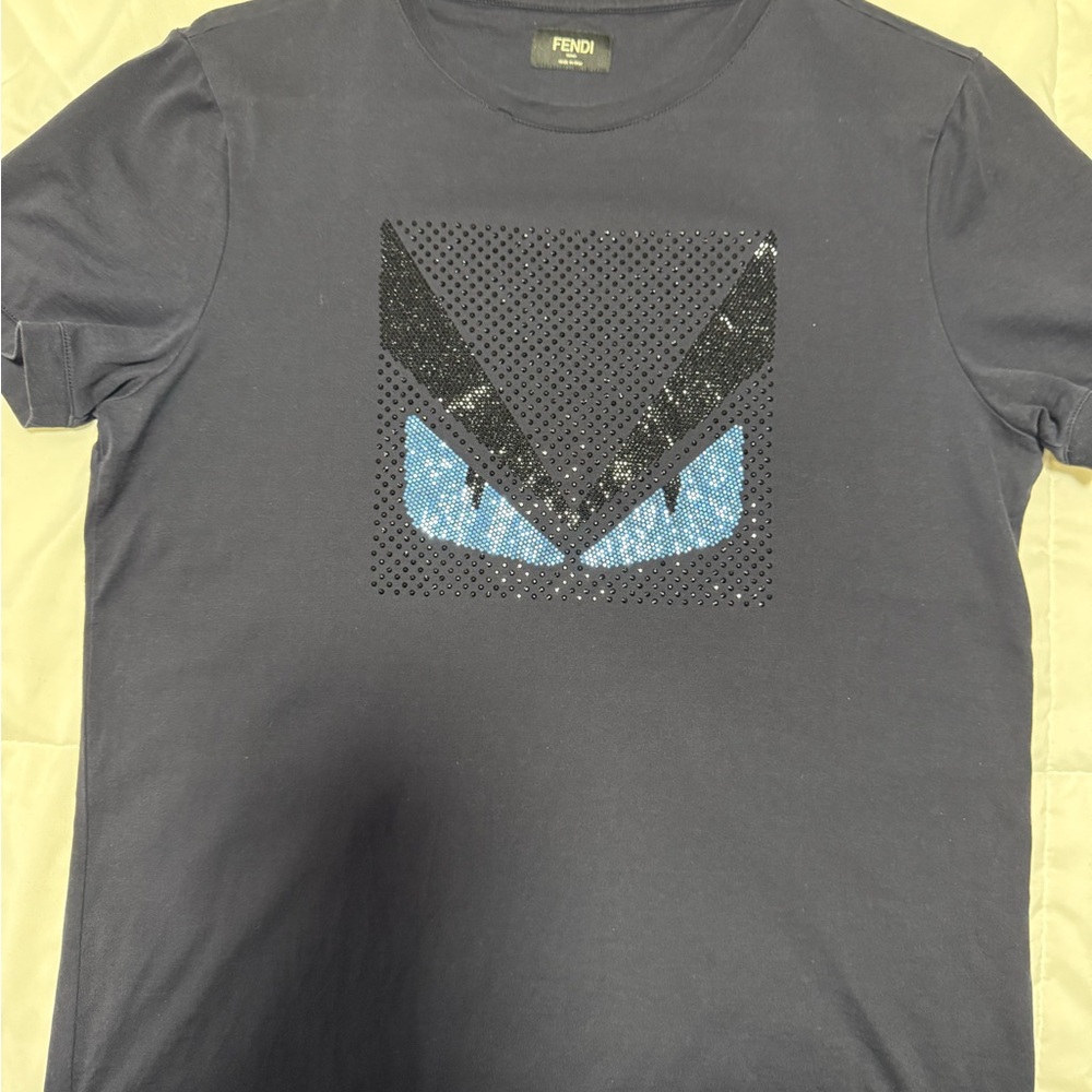 Fendi Navy Blue Crew Neck Shirt